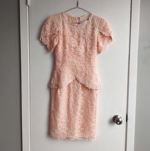 Vintage 80s Pink Lace Dress